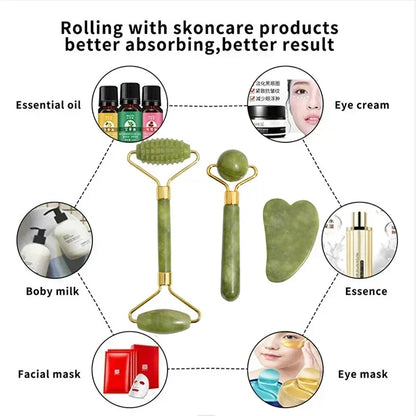 Natural Jade Roller Face Gua Sha Natural Stone
